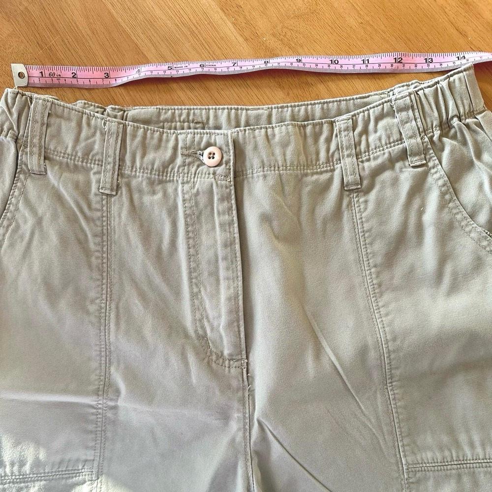 Woolrich Womens Khaki 100% Cotton Utility Shorts Tan Size 10 Elastic Waist 3507‎ - Picture 4 of 4